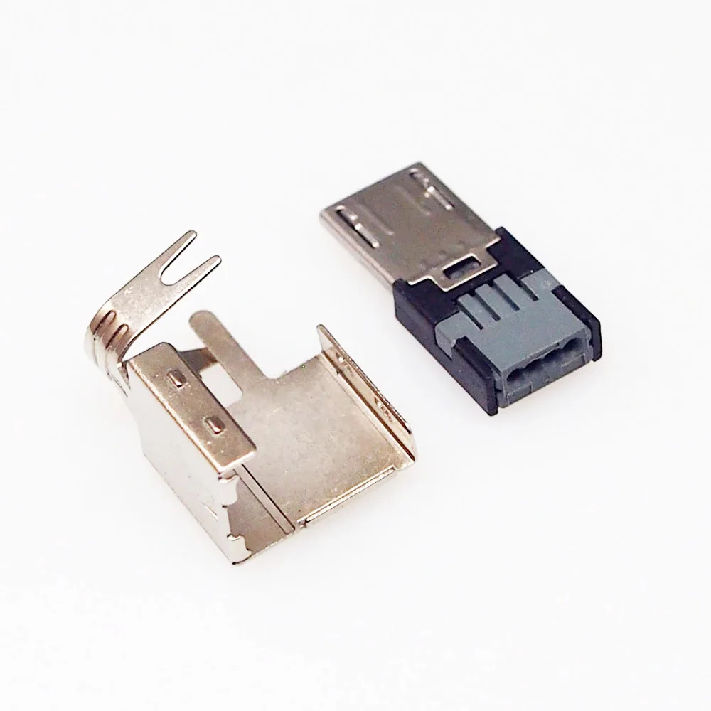 50 компл. 2 в 1 Micro USB штекер с металлическим корпусом корпус без приклеивания пресс