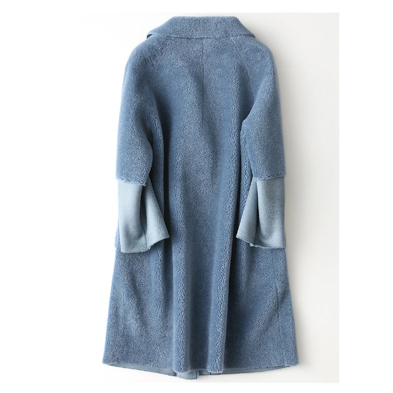 Куртка из короткой овечьей шерсти 2019 натуральная шерсть пальто с мехом женские