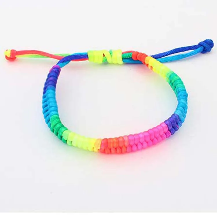 Радужные браслеты дружбы плетеный браслет яркие красочные для женщин хиппи|woven