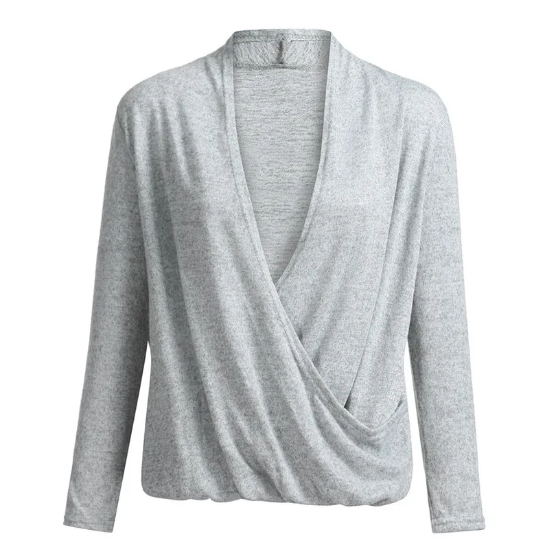 

Spring Autumn Loose Blouse 2018 Women Long Sleeve Solid Fashion Shirt female V-Neck Blusas Elegant Lady Camiseta Femininas WS&&D