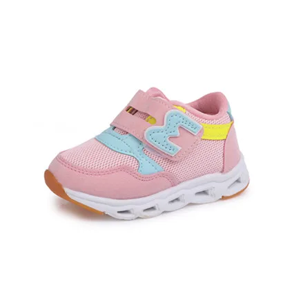 Pink A ZYJ/детская повседневная обувь со светодиодный подсветкой, детские спортивные кроссовки, летняя обувь для мальчиков и девочек, светящаяся мягкая подошва, дышащая сетчатая блестящая обувь - Цвет: Pink A