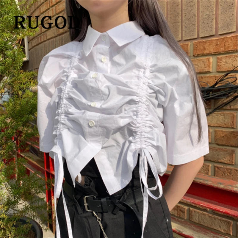 Женская блузка RUGOD шикарная Стильная однотонная короткая блуза на завязках