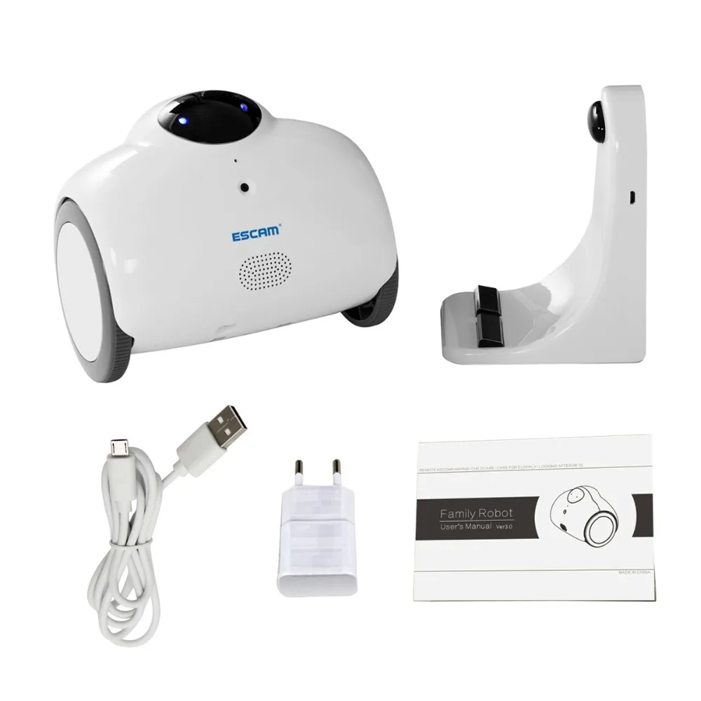 Escam робот QN02 Wi Fi мини Бытовой IP Камера 1.0MP HD 720P P2P Крытый Наблюдения Ночное Видение