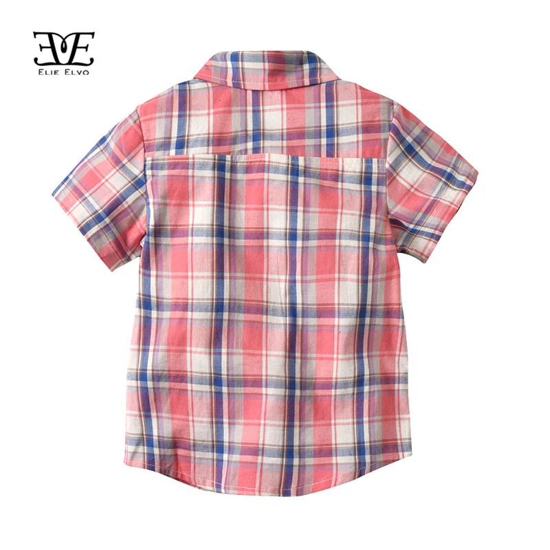 ELIE ELVO Fashion Boys Clothing Sets Summer Children's Plaid Short-Sleeved Shirt + Jeans Shorts Suits Gentleman Kids Clothes |