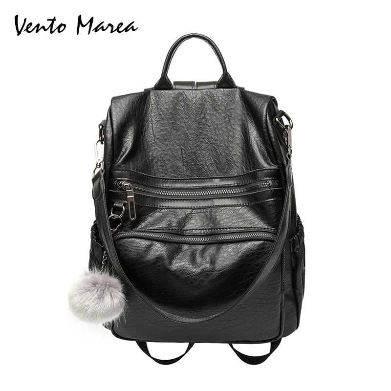 Vento Marea Women Backpack 2018 PU Leather School Bags For Girl Mochila Feminina Laptop Bookbag Travel Backpacks Sac A Dos | Багаж и сумки