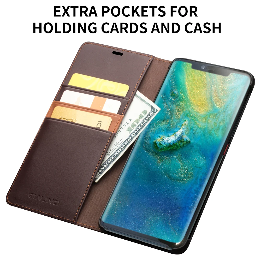 QIALINO Роскошный чехол для телефона из натуральной кожи для huawei mate 20 стильный ручной работы флип-чехол с отделениями для карт для mate 20 Pro