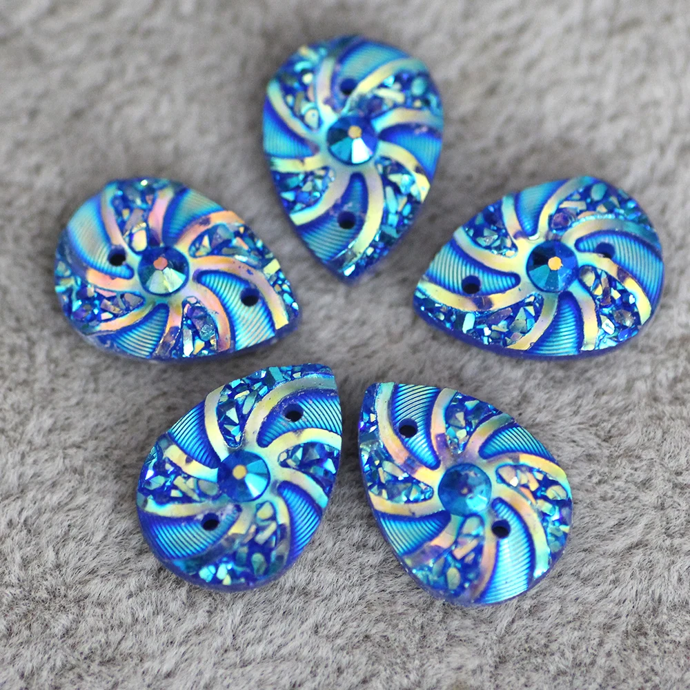 10x14mm 50pcs Sew On Rhinestones Blue ab carving Face Flatback Crystal Strass DIY Garments Scarf Dress Clothing Rhinestone | Дом и сад
