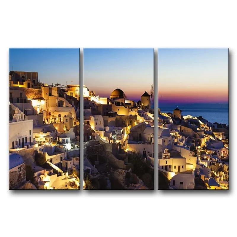 3 предмета в комплекте стены книги по искусству живопись Санторини ночью Печать