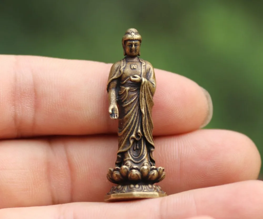 5 см тибетская Храмовая бронзовая фигурка амулет Сакьямуни Будда Шакьямуни