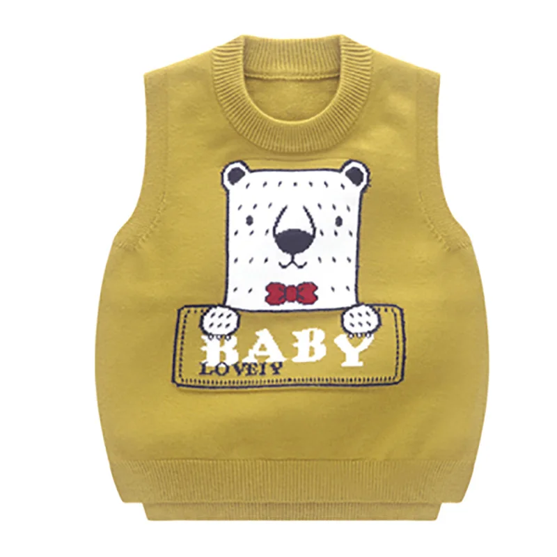 NO7 SLKMSWMDJ new autumn and winter children's sweater vest boy girl knit sweater cute cartoon pattern baby comfort vest 15 colors - Цвет: NO7