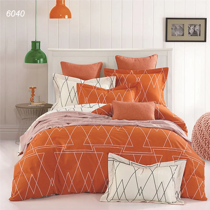 Оранжевая ткань из чистого хлопка 4 шт. постельных принадлежностей Краткая