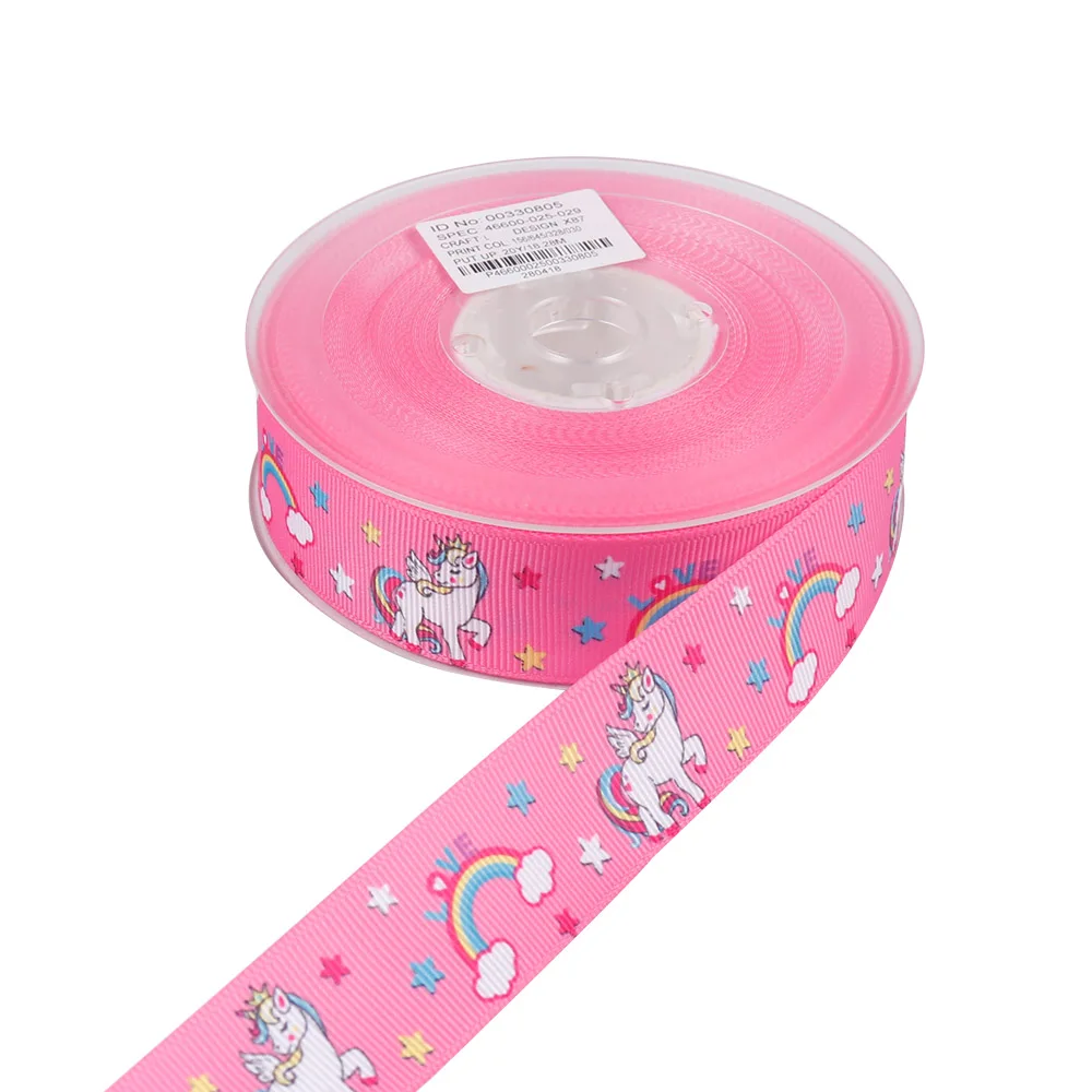 5 ярдов 1 &quot25 мм Grosgrain ленты мультфильм рог лошадь Сделай Сам Девушки Hairbow