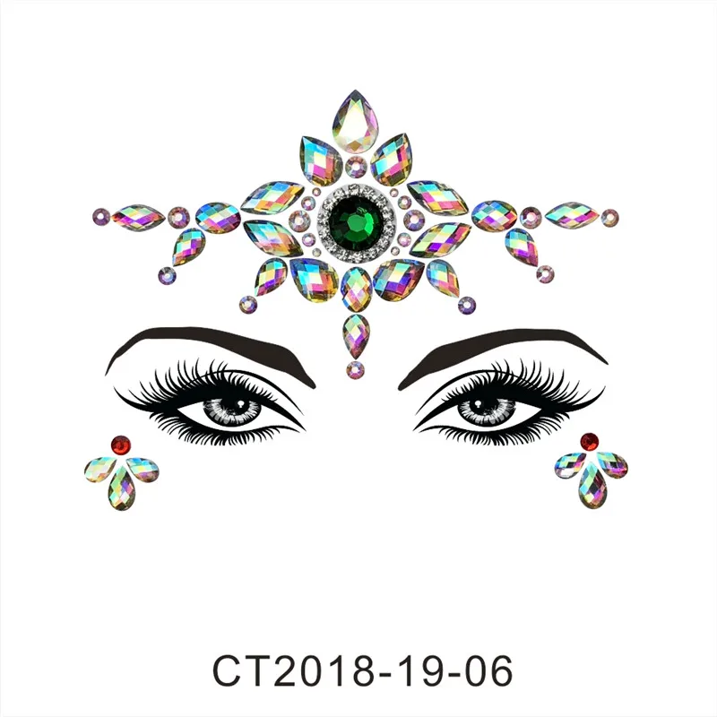 Летний стиль Flash Eye Gemstone временные тату-наклейки женские праздничные украшения Стразы ручной работы украшение для лица набор для макияжа