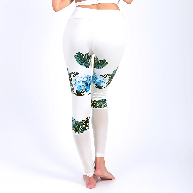 Новая сетчатая Фитнес леггинсы Для женщин пикантные Лоскутные Высокая Талия