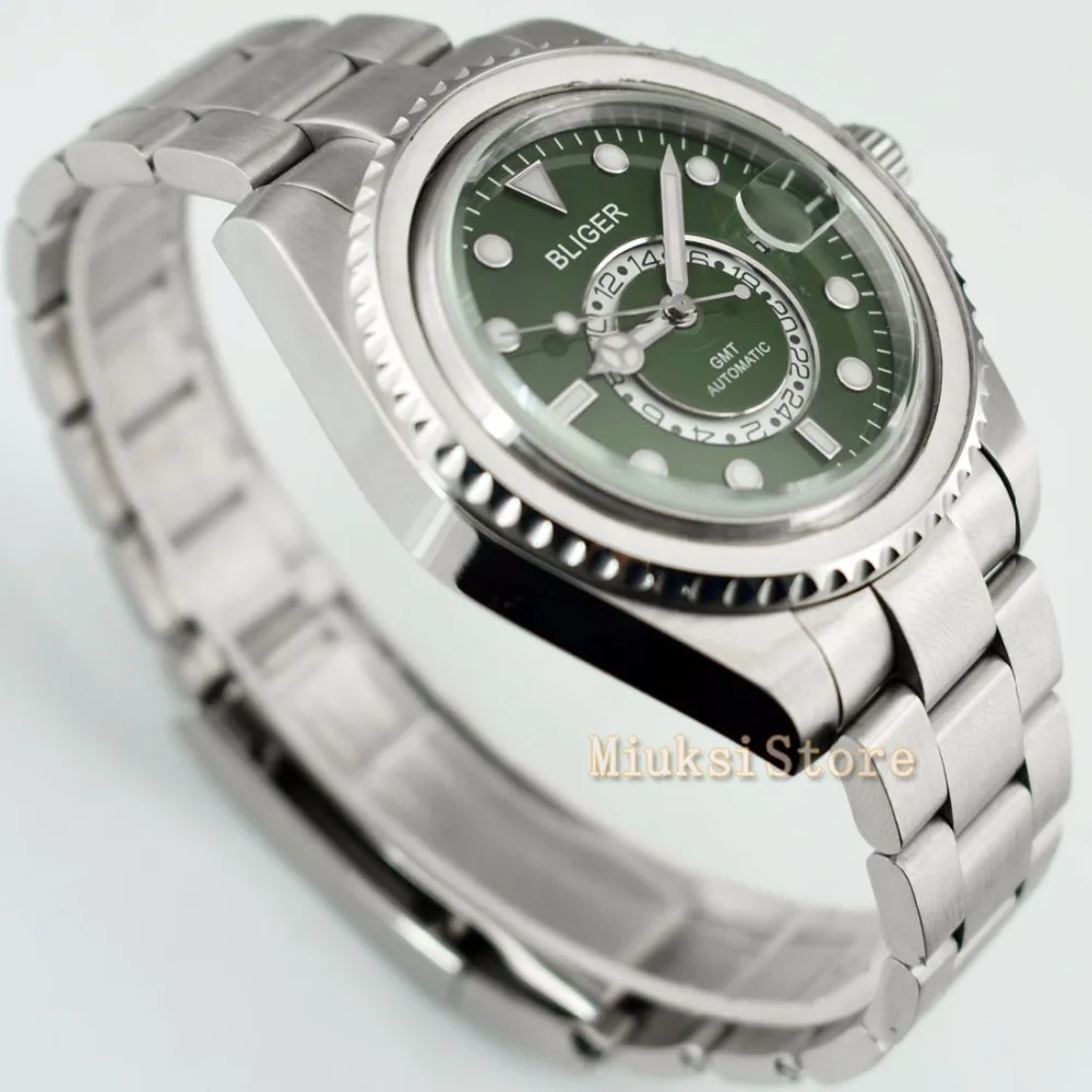 43 мм зеленый D'origine montre mode pour мужской верх marque automatique multifoncments homme календириор