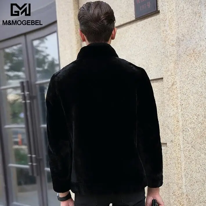 Мужская куртка с искусственным мехом теплая Повседневная из овчины