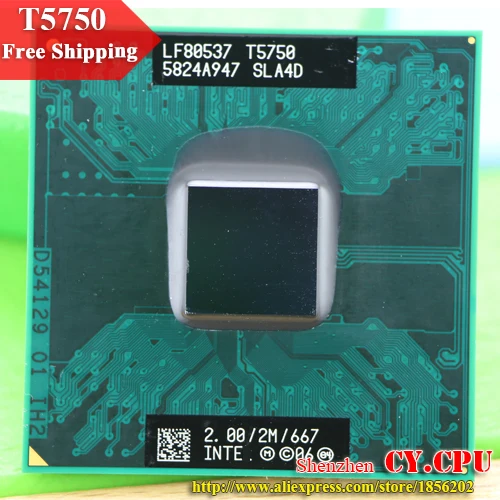 Бесплатная доставка intel cpu ноутбук Core 2 Duo T5750 2M cache/2 0 GHz/667/двухъядерный Socket 479
