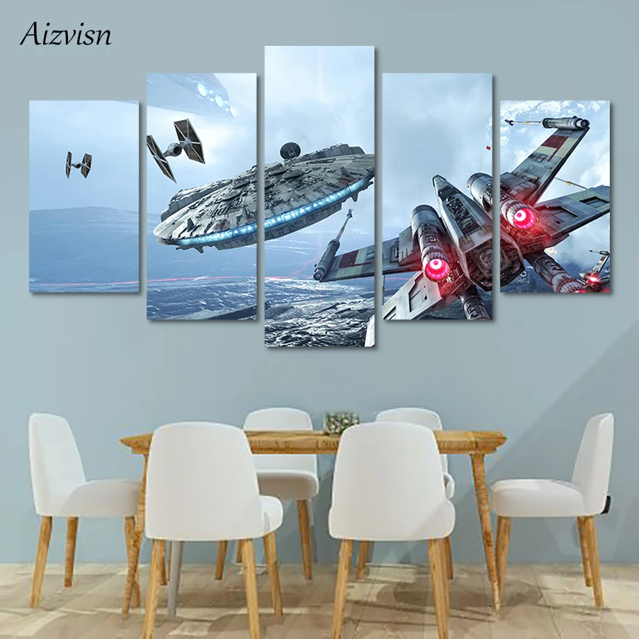 Aizvisn 5 шт. Звездные Войны Плакат с кадром из фильма, HD печатная модульная настенная живопись украшение дома картина для гостиной украшение стены