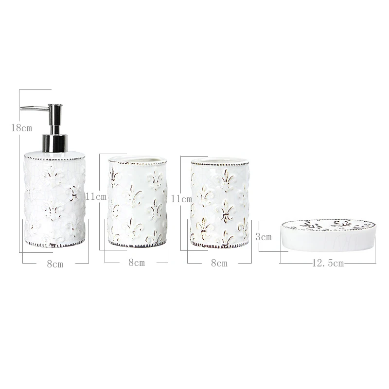 

GUNOT 4pcs/set Ceramics Bathroom Accessories Set Soap Dispenser/Toothbrush Holder/Tumbler/Soap Dish For Bathroom Home Decoration