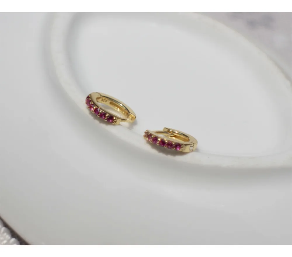 Серьги из стерлингового серебра 925 пробы, модные, персональные, красные, циркониевые, маленькие, для ушей, с пряжкой, дикие, простые, трендовые, женские, ювелирные изделия для ушей