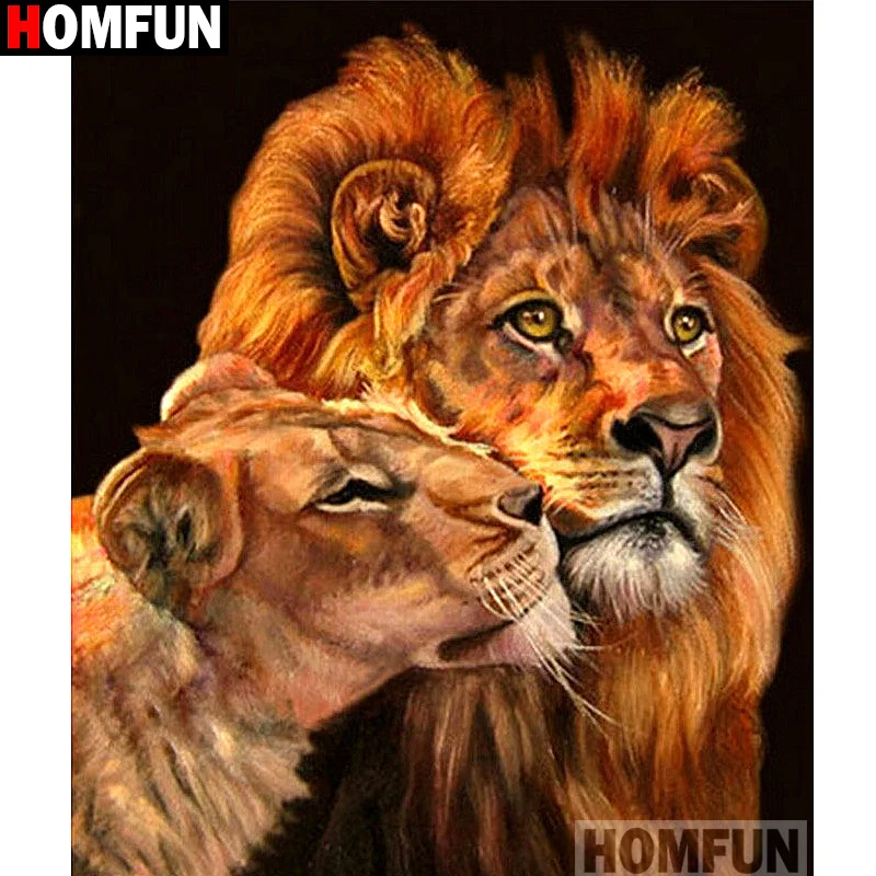Алмазная живопись HOMFUN Лев алмазная вышивка с полными квадратными/круглыми