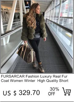 FURSARCAR New Fashion Natural Real Blue Fox Fur Women Natural Genuine Fur Jackets Coats Female 5 Row Short Outerwear Girls
