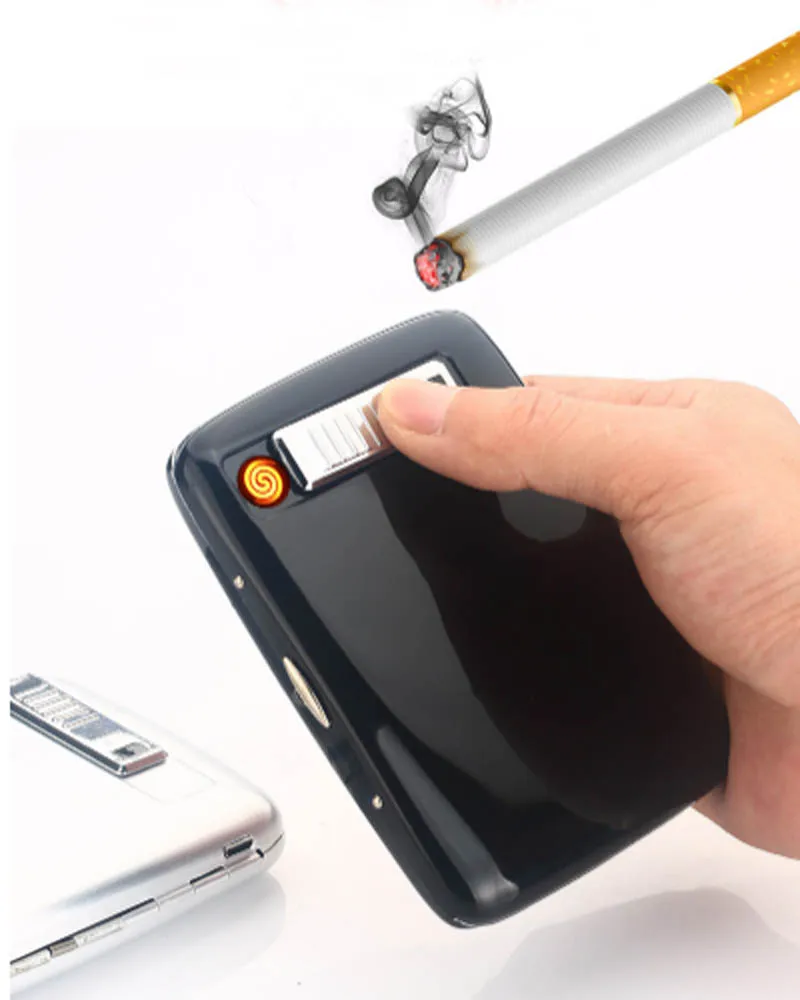 

USB lighter cigarettes case for 20 cigarettes pack