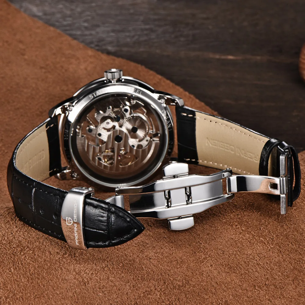2019 PAGANI DESIGN Brand Fashion Leather Gold Watch Men Automatic Mechanical Skeleton Waterproof Watches Relogio Masculino Box enlarge