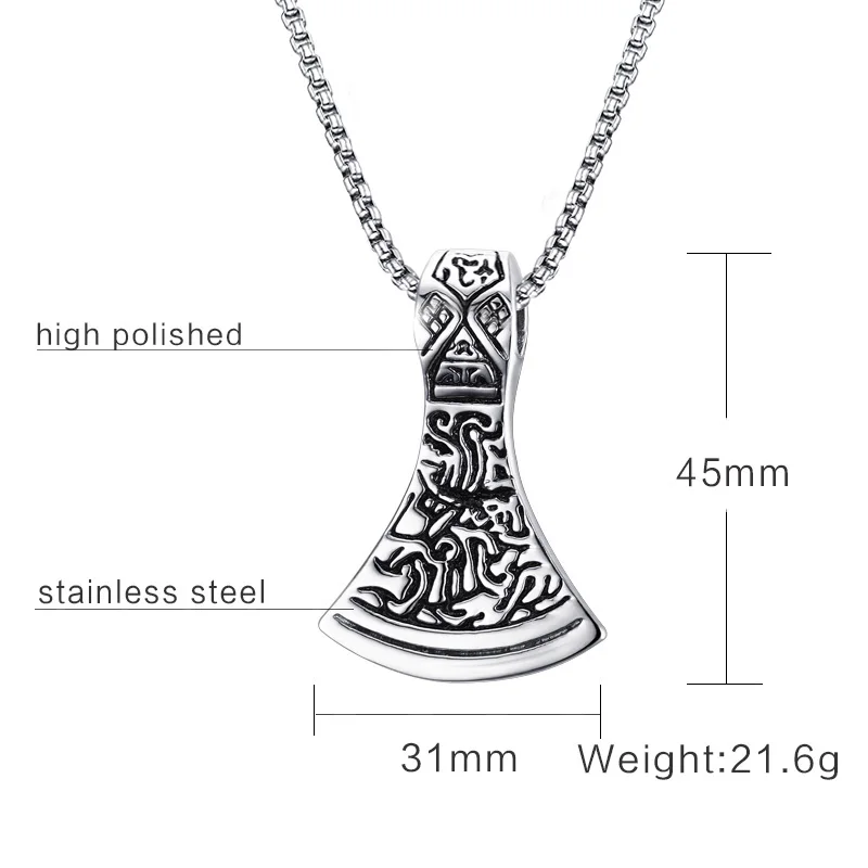 Мужское ожерелье с подвеской в виде головы топора скандинавском стиле Тор один