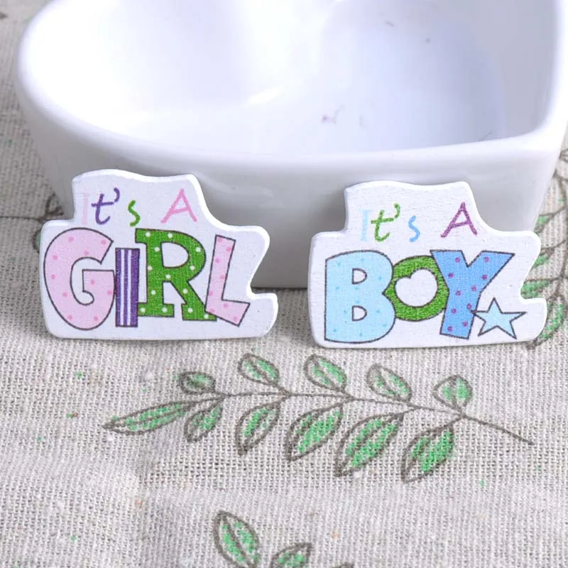 Голубые/розовые деревянные пуговицы для мальчиков и девочек, ручная работа, скрапбукинг, искусство, 20 шт., 27x35 мм MT0626