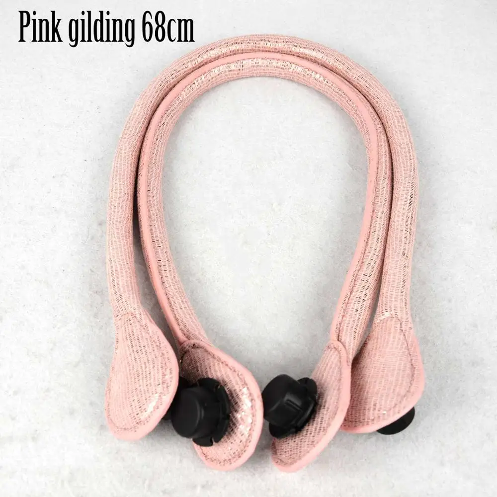 pink gilding 68cm 1 пара длинных коротких ручек из искусственной кожи Pu для Obag, Классическая Мини сумка O, женские сумки, Классические Мини EVA O сумка - Цвет: pink gilding 68cm