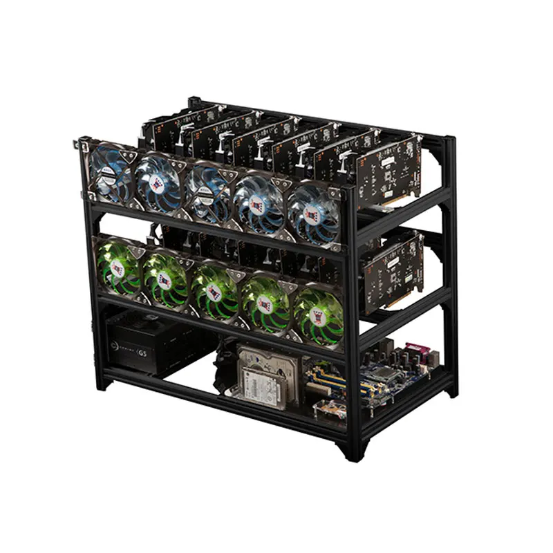 Angitu 2 Слои 12 GPU Алюминий стекируемые открытым воздухом Шахтер рамки Rig чехол|case