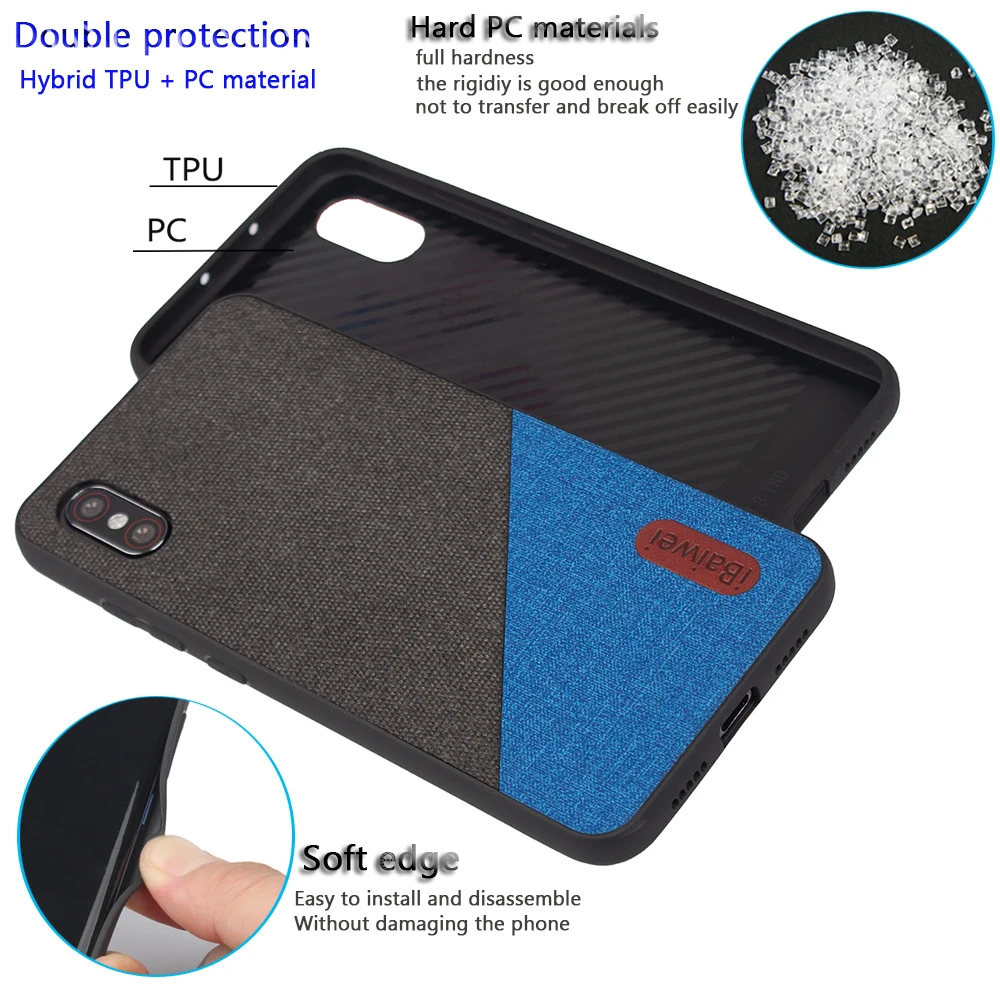for Xiaomi Mi 8 Explorer Case Cloth Texture Splice Fabric silicon Soft Edge Protect Cover Mi8 Drop-Resistant Phone |