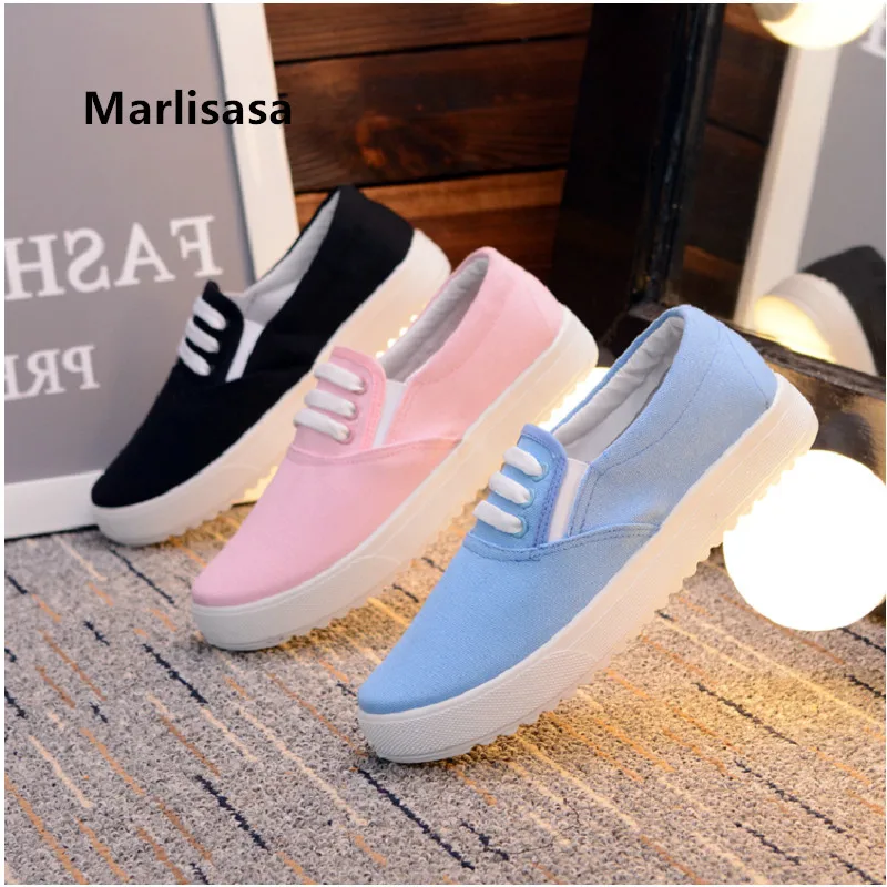 

Женские парусиновые туфли Marlisasa, повседневные Черные парусиновые туфли без застежки, обувь для отдыха, весна-лето F5115