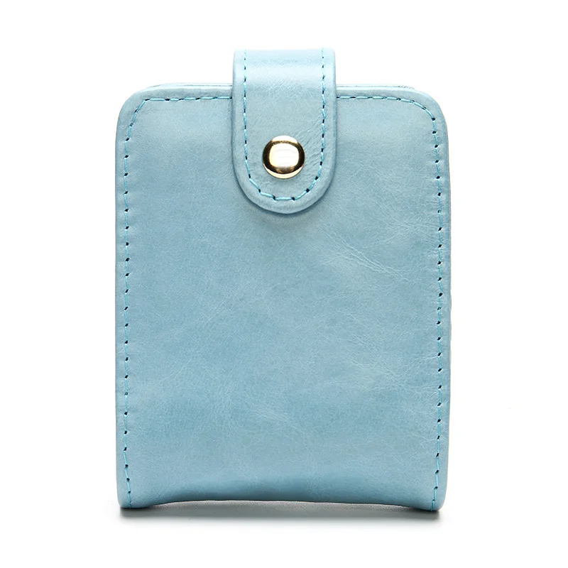 Light Blue Женский подлинный кожаный чехол для помады зеркальная сумка женские киссеты для сигар Модный чехол для макияжа Женская Кнопка практичный аксессуар - Цвет: Light Blue