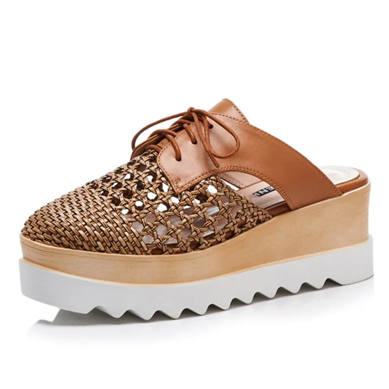 CONASCO Летние босоножки из натуральной кожи туфли на платформе высоком каблуке в