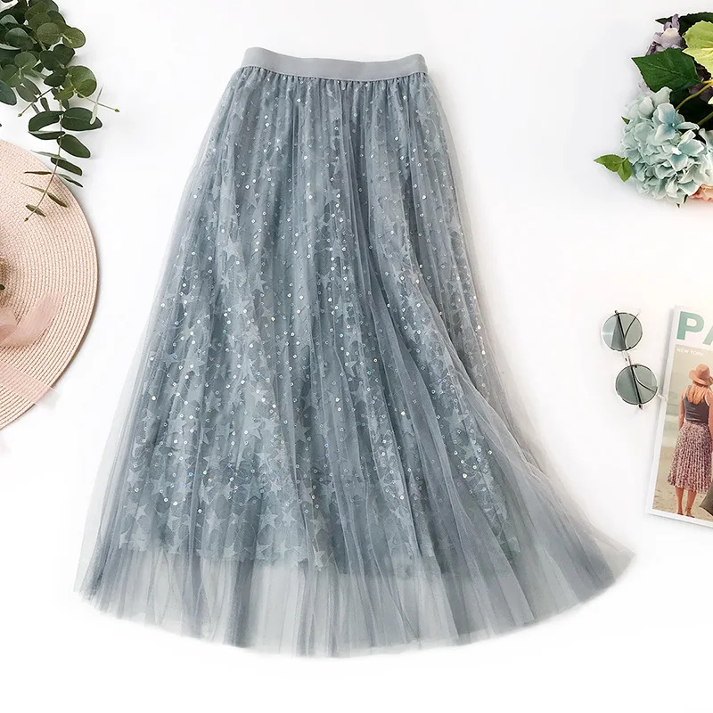 Модные женские туфли звезда кружева сетки Тюль юбка bling блестящие вышитые