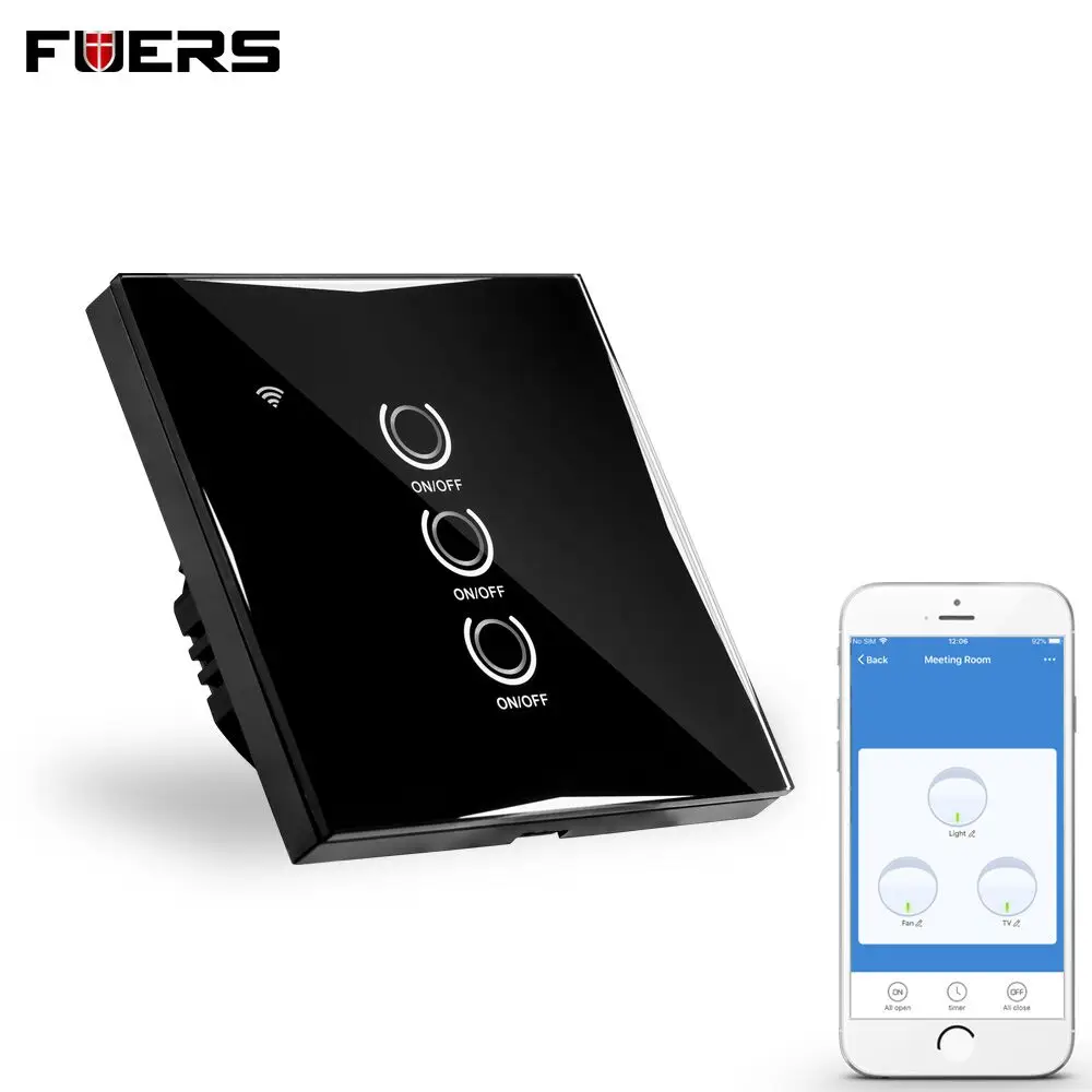 WiFi Smart Wall Touch Panel Switch Interruptor Pared Home Light 1/2/3 Gang APP Control Google Crystal glass | Безопасность и