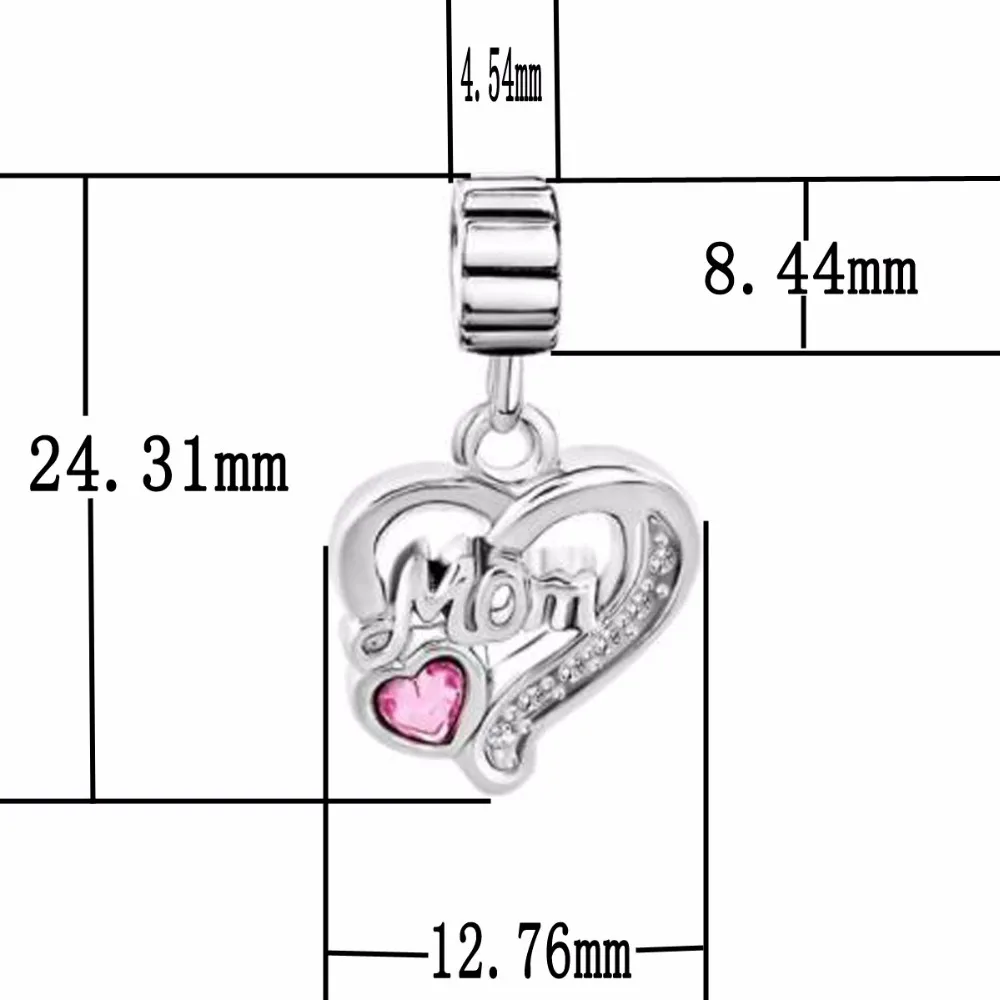 Шарм подвеска Мама и дочь с подвеской в виде сердца|fit pandora bracelet|bracelet spacerfit |