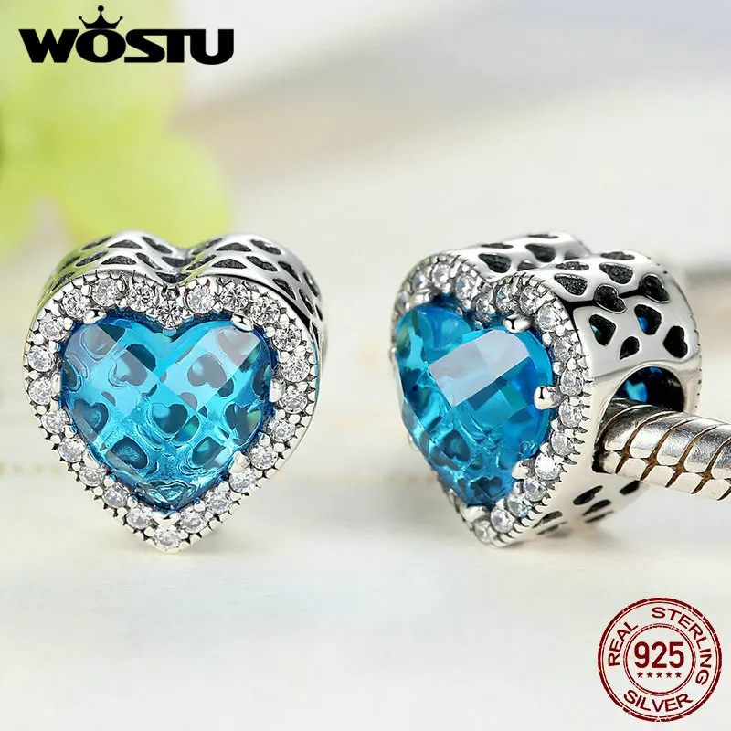 Real 100% 925 Sterling Silver Dazzling Radiant Heart Shape Charm Beads Fit Original Bracelet Wedding Jewelry | Украшения и