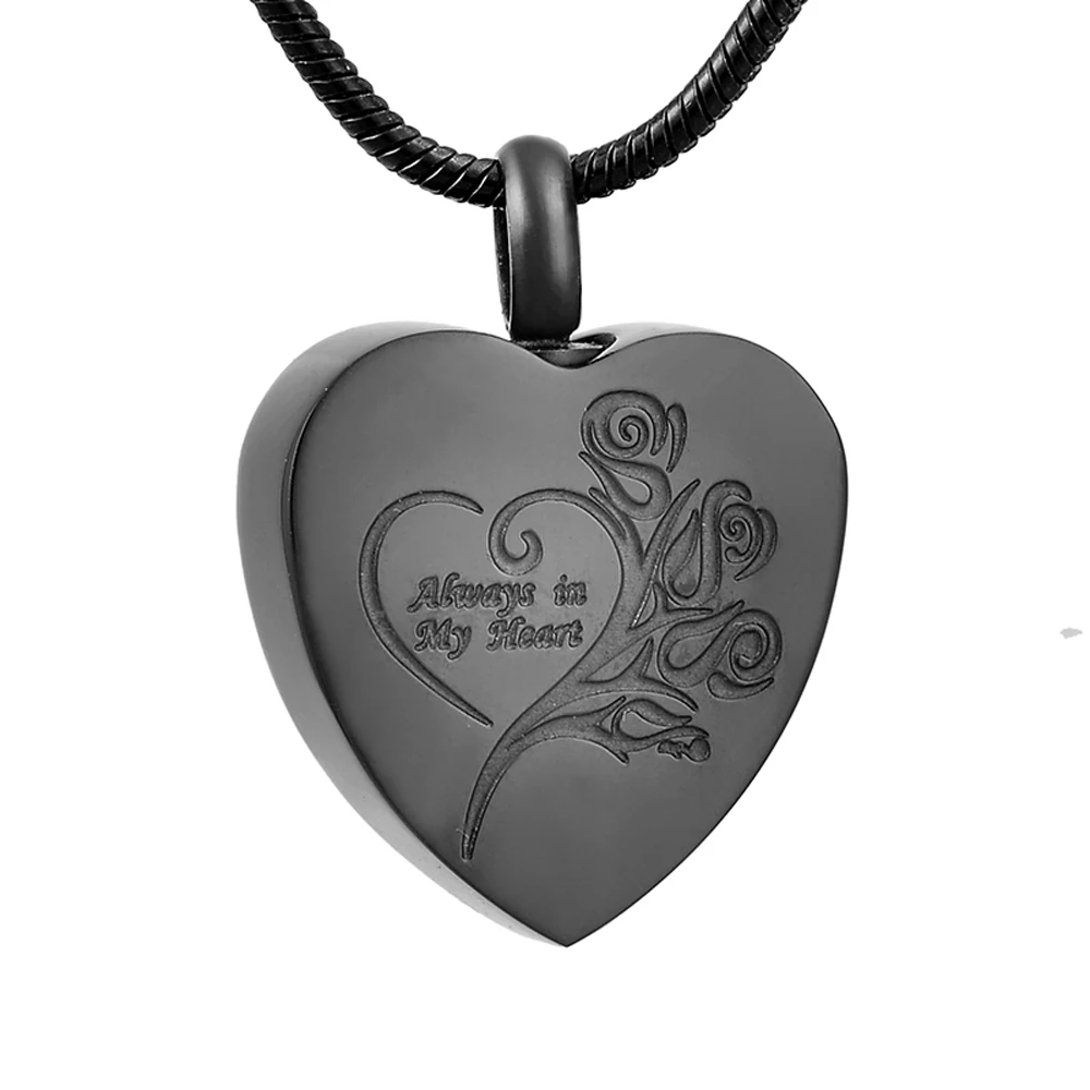 

IJD9122 Always in My Heart Cremation Jewelry for Ashes Pendant Locket Stainless Steel Keepsake Ash Memorial Urn Necklace for Men