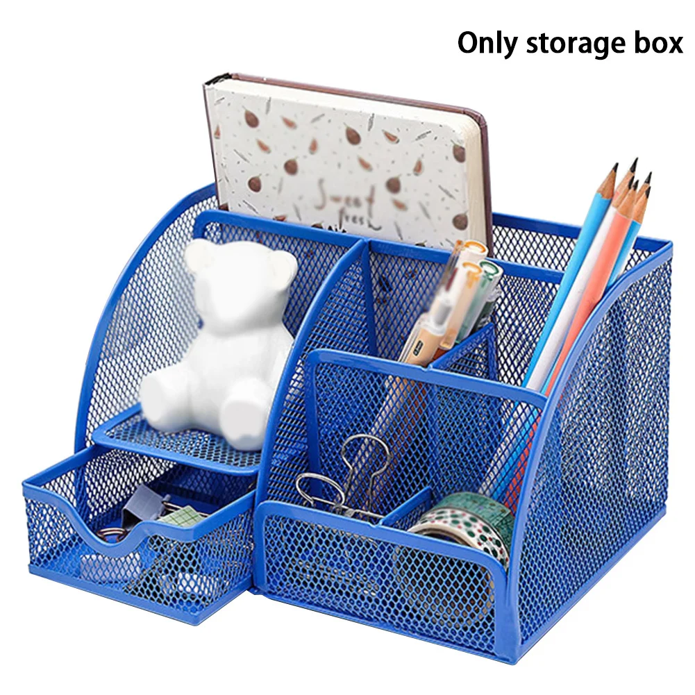 Box Desk Organizer Stationery Holder Pen Multi-functional Metal Mesh Container School Supplies Office |