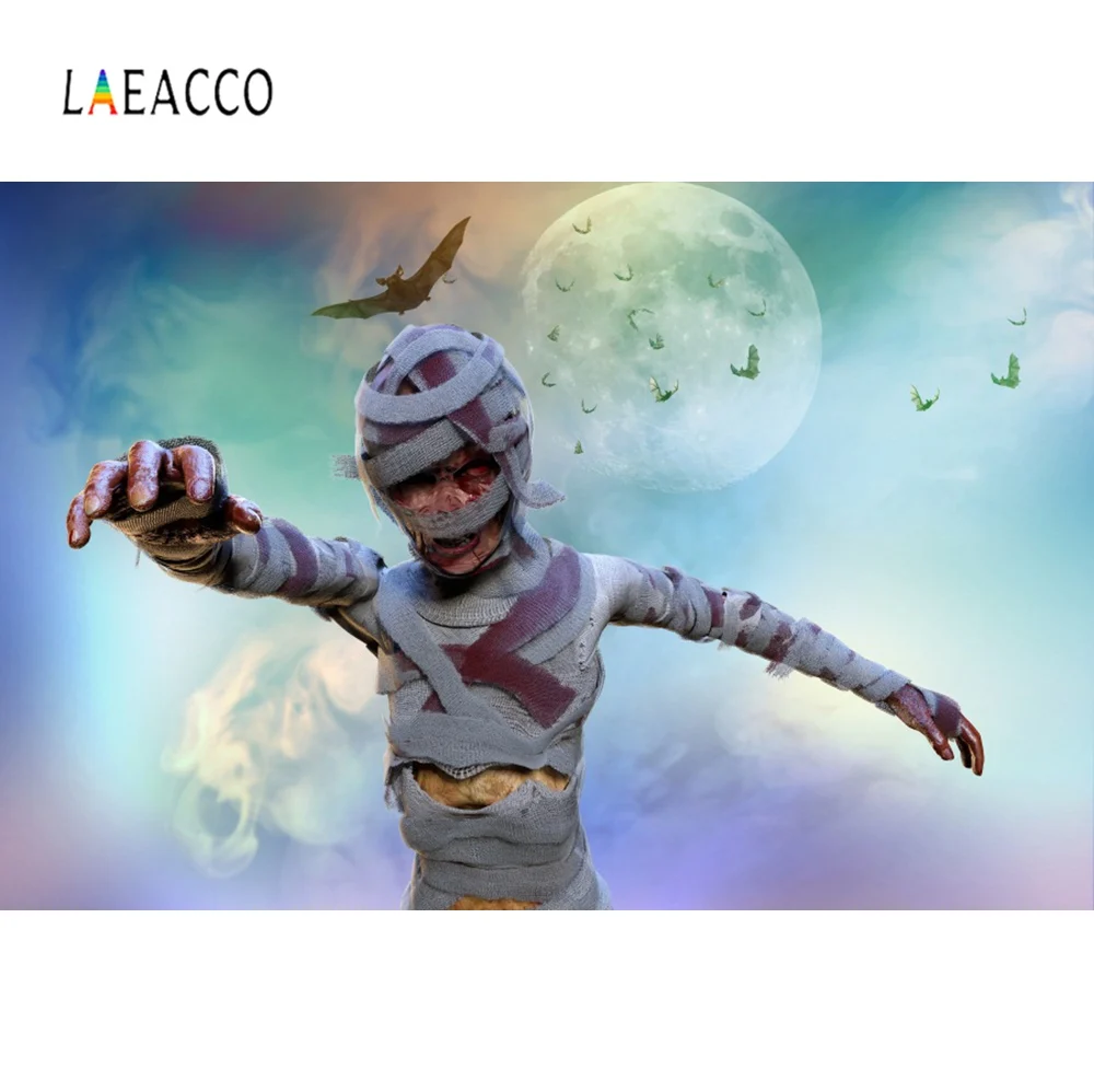 Laeacco Хэллоуин фоны зомби зловещий призрак летучая мышь Луна вечерние плакаты ночная сцена фотографии фоны для фотостудии