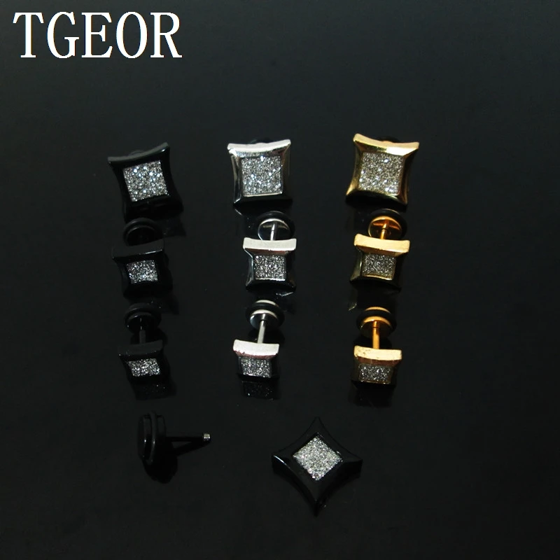 Иллюзия обман Серьги 1 пара смешанные размеры из нержавеющей стали, дугообразные квадратной ухо имитация пирсинга Вилки