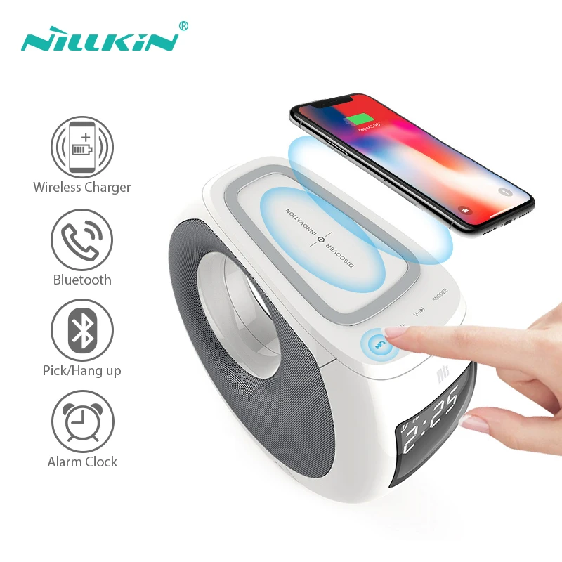Беспроводное зарядное устройство NILLKIN стерео сабвуфер часы будильник Bluetooth