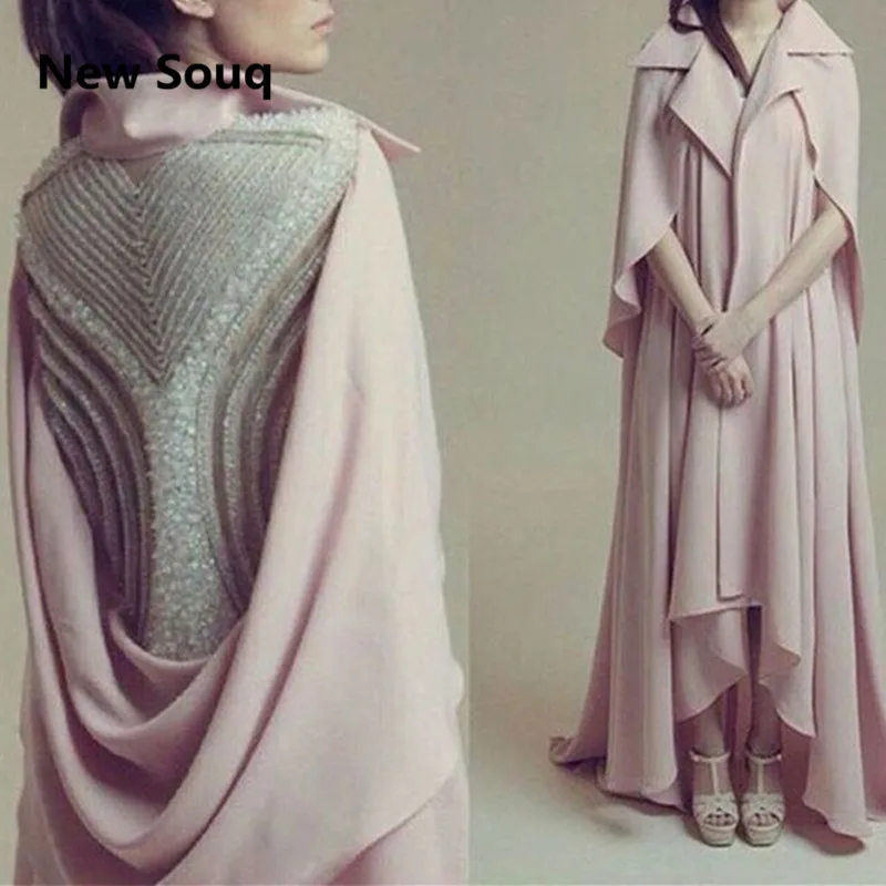 

Arabic Kaftan Crystal Beaded Evening Dresses Dubai Abaya Chiffon A-Line Prom Dress Middle East Evening Gowns Abendkleider
