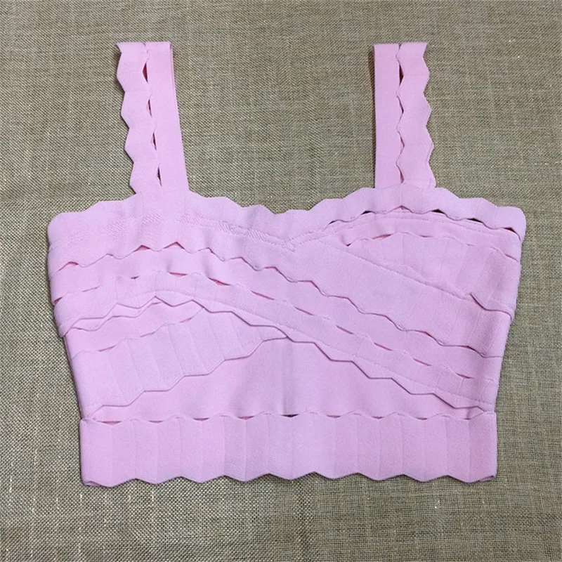 2018 Summer New Arrival High Quality Women's Elastic Bandage Crop Top Spaghetti Strap Candy Color Crop Tops Wholesale Leger Babe