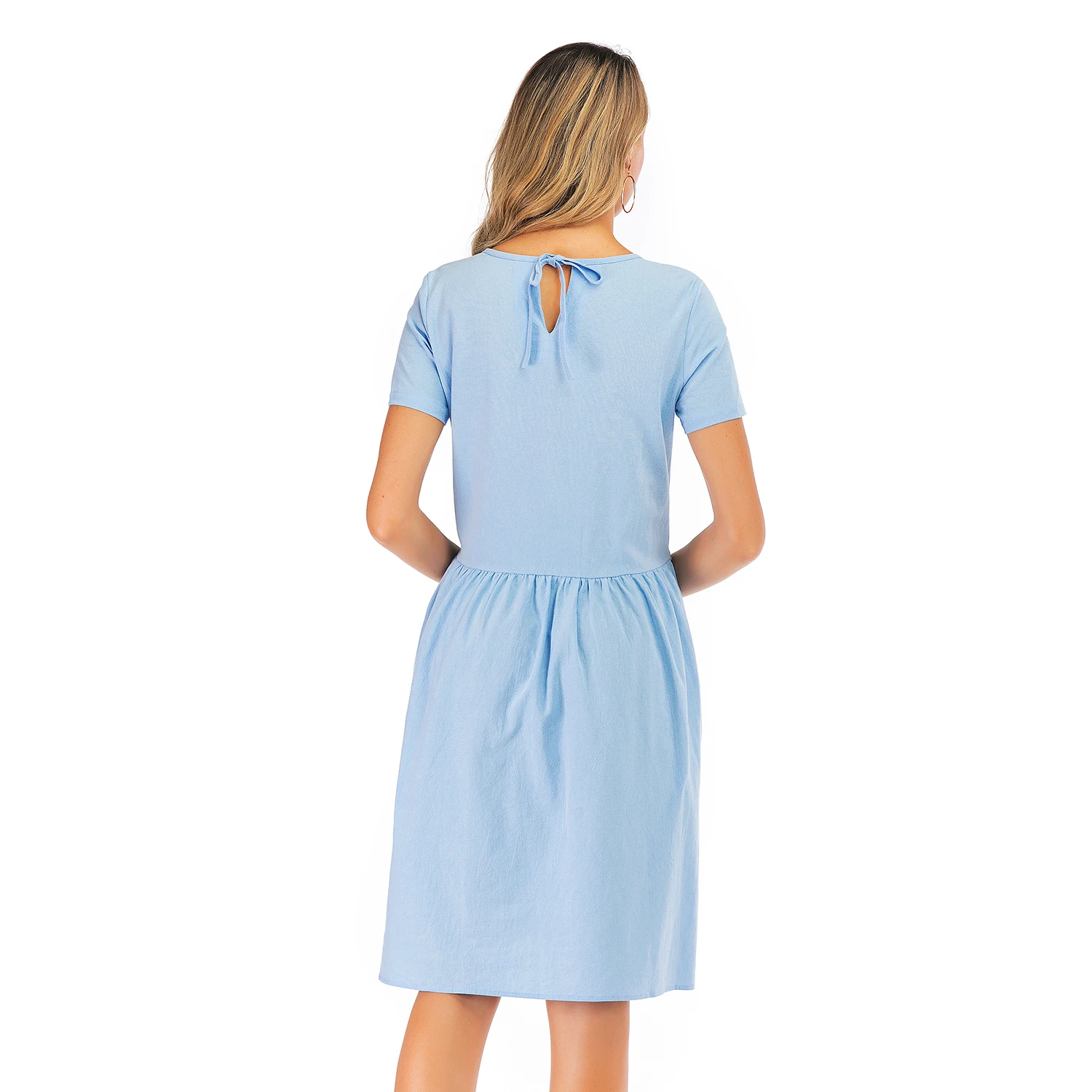 Женское винтажное Повседневное платье средней длины Oansatz синее свободное в стиле