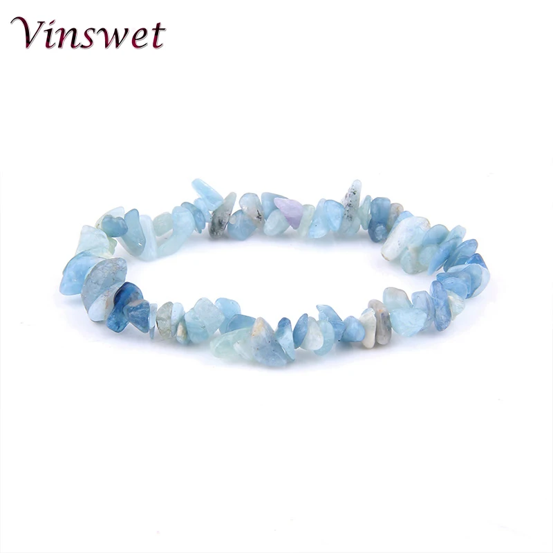 Vinswet Aquamarin камень чипы браслет энергетическая исцеляющая Чара браслеты и для йоги