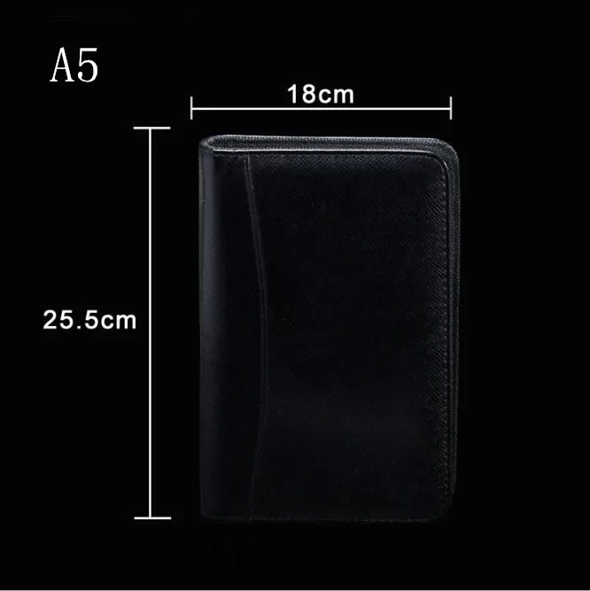 Black A5 1 шт., блокнот из искусственной кожи A5, A6, B5, бизнес-блокнот с отрывными листами и журналами, Padfolio с калькулятором, дневник, планировщик, заметки, канцелярские принадлежности - Цвет: Black A5